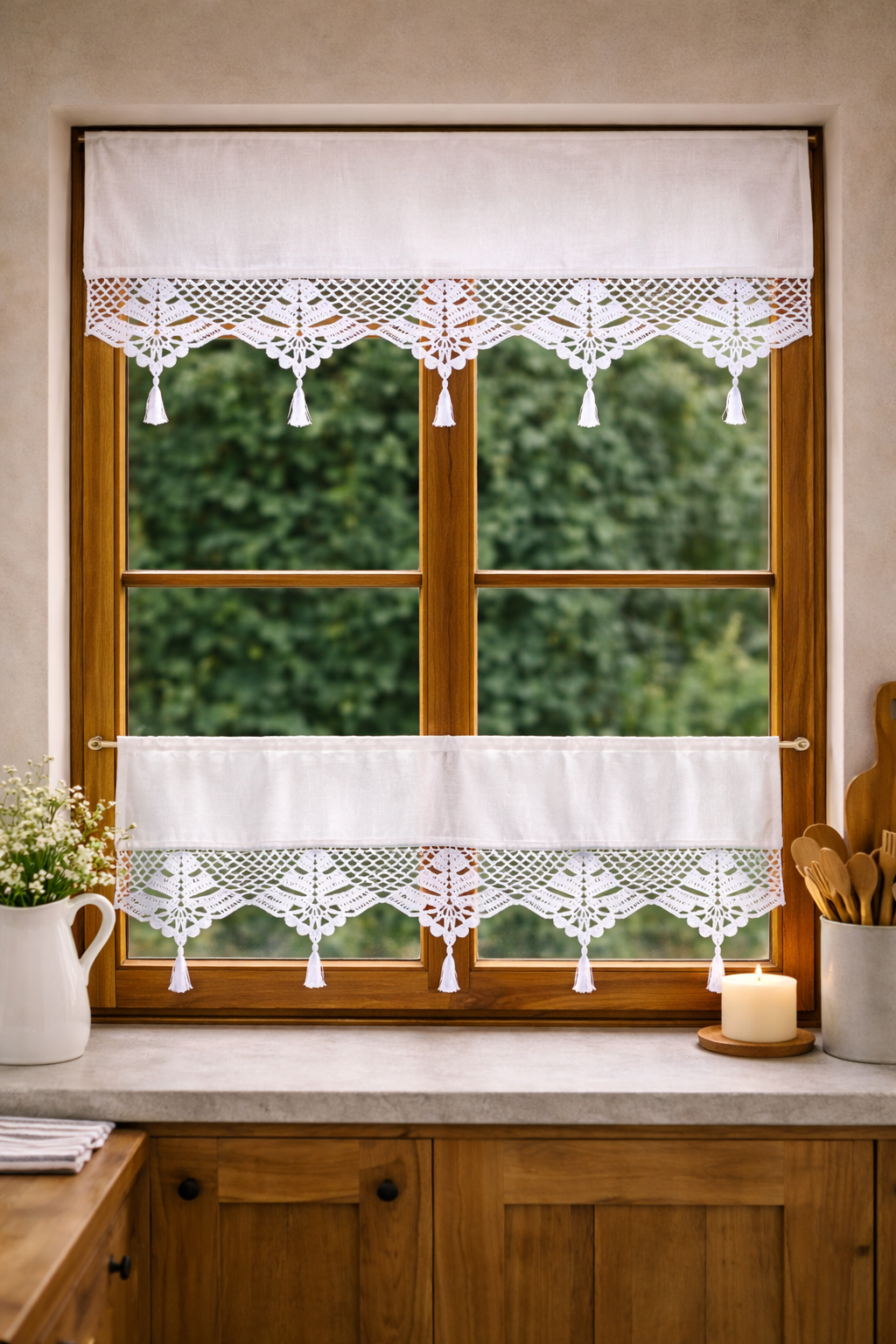 Cotton Crochet Cafe Curtains