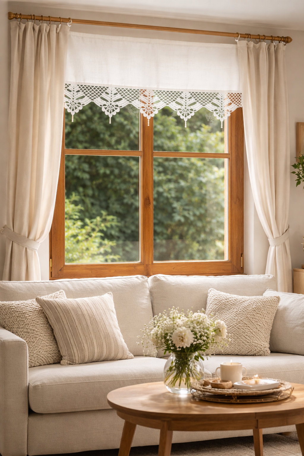 Linen Crochet Window Valances