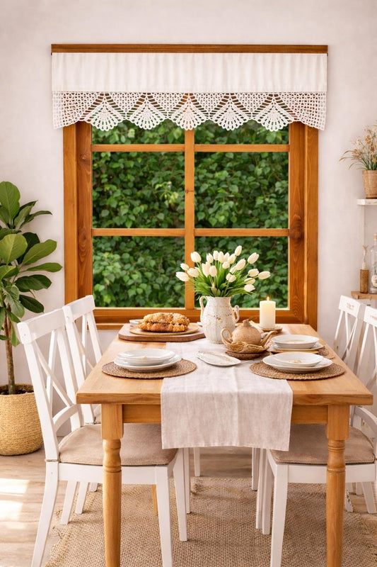 Handmade Cotton Crochet Curtain - Tulip Garden Lace