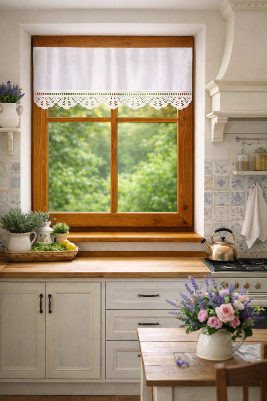 Handmade Cotton Crochet Curtain - Provence Fan Lace